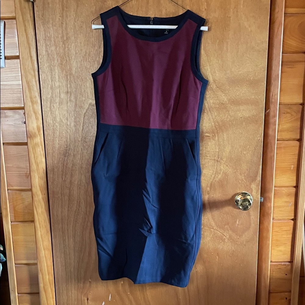 Lands' End Burgundy and Navy Midi Dress